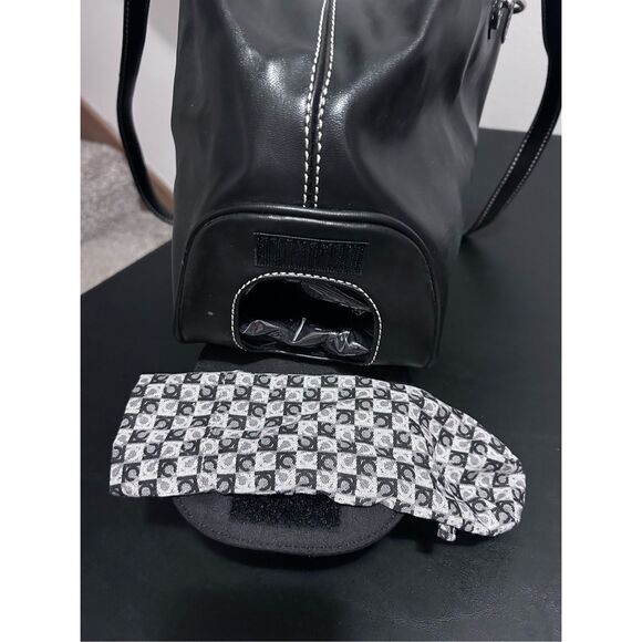 Liz Claiborne Black Large Shoulder Bag Handbag Purse & Glass Case - Picture 8 of 14